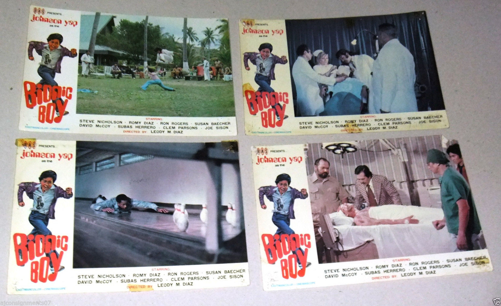 Vintage Hong Kong Movie Lobby Cards - Set of 10 Bionic Boy (Johnson Yap) 1970s Film Memorabilia for Collectors & Home Theater Decor