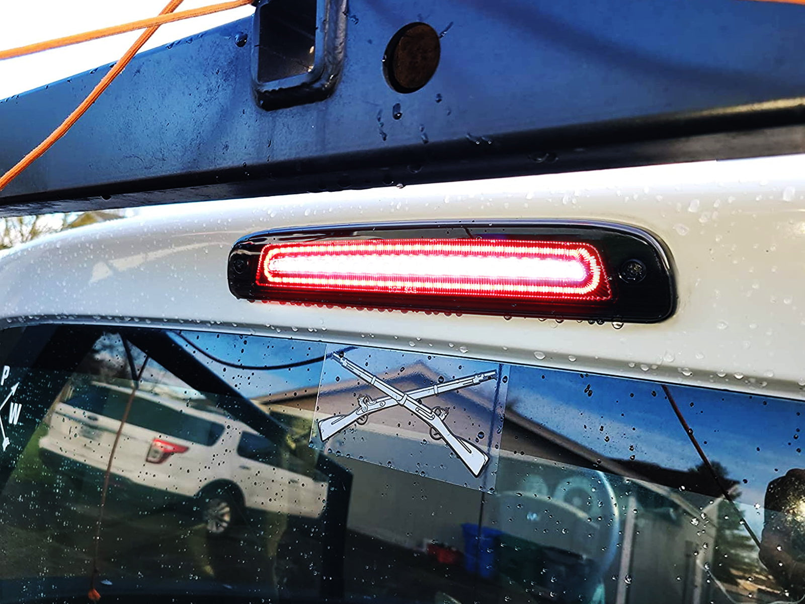 Dark Red Lens F1 Strobe Halo LED High Mount Third Brake Light for 1997-2011 Dodge Dakota - Enhanced Safety & Style for Night Driving & Off-Road Adventures