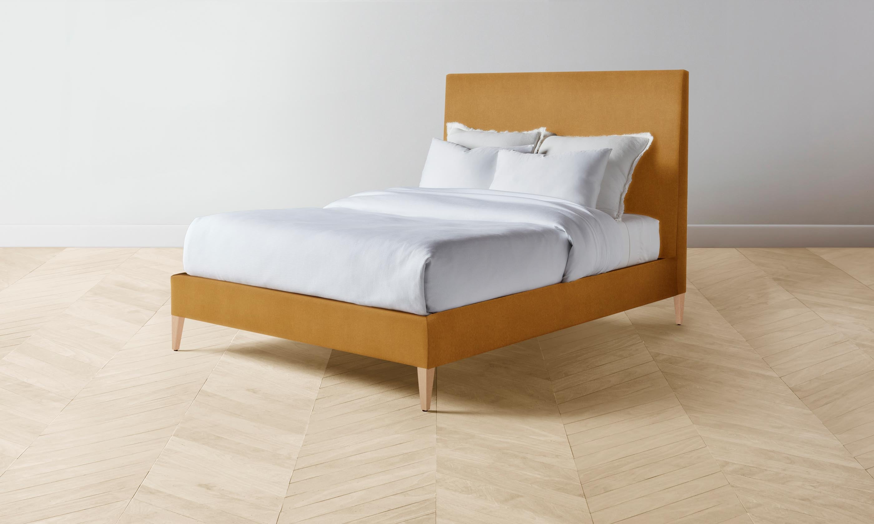 Essex Bed Frame with Mohair Upholstery in Amber - Perfect for Modern Bedrooms & Cozy Home Decor