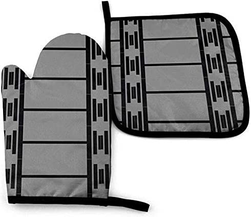 Heat Resistant Barbell Oven Mitts and Pot Holders Set of 2 - Kitchen Cooking Gloves for Baking, Grilling & BBQ - Perfect for Hot Pans, Baking Trays & Outdoor Cooking