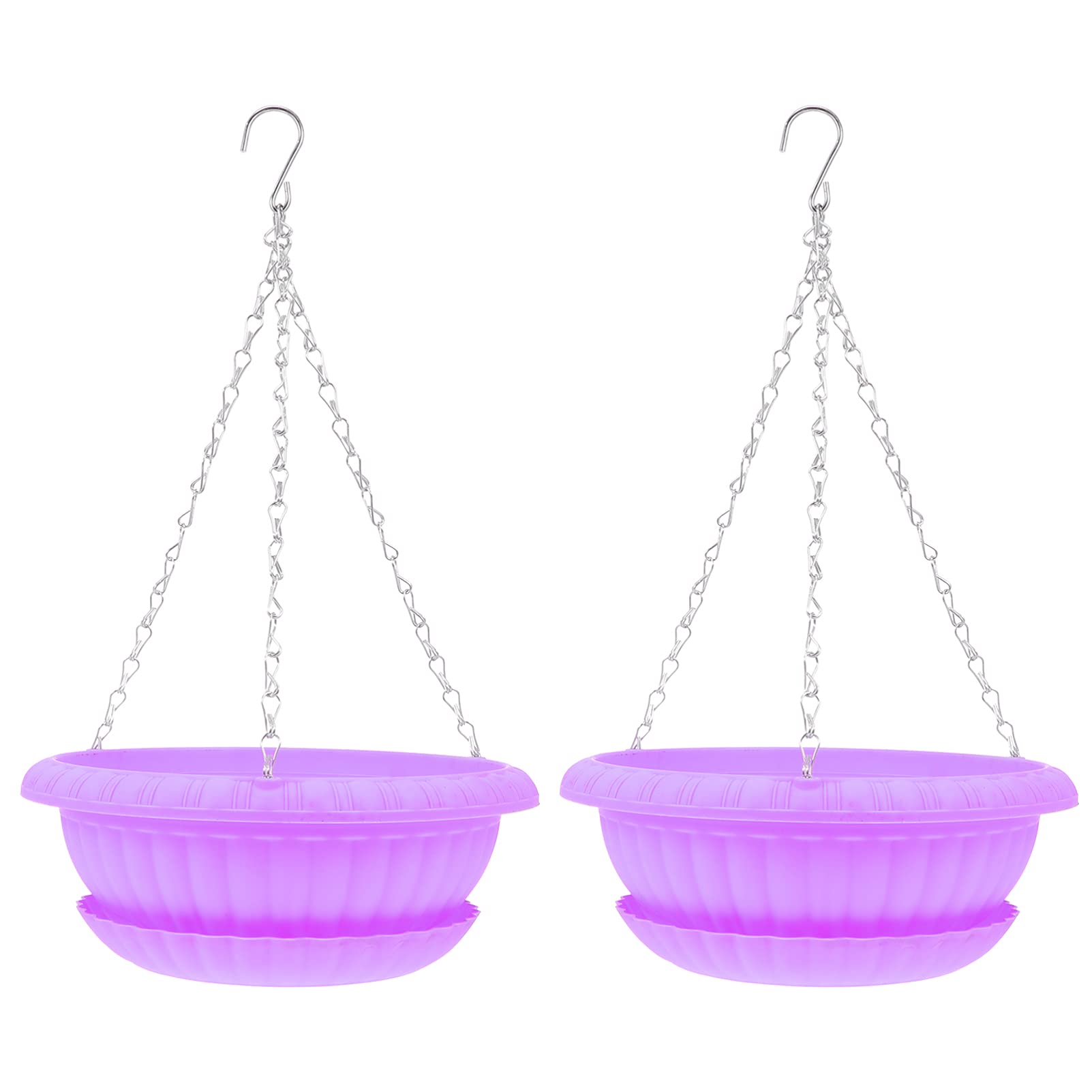 Self-Watering Hanging Planter Basket - 2 Pack Round Plastic Hydroponic Garden Pots for Indoor/Outdoor Plants - Perfect for Porch, Balcony, Patio & Home Decor