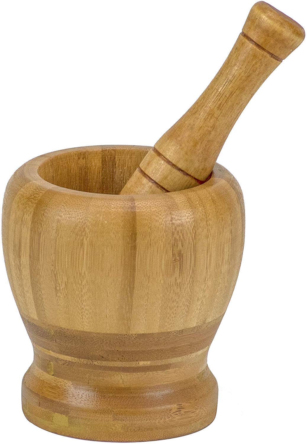 Natural Bamboo Mortar and Pestle Set - 4 Inch Wooden Spice Grinder for Kitchen | Eco-Friendly Herb Crusher & Decorative Kitchen Tool | Perfect for Grinding Spices, Herbs, and Making Fresh Guacamole