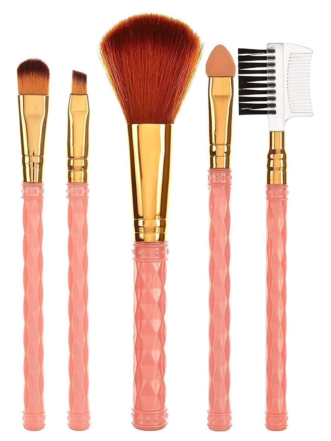Professional Synthetic Makeup Brush Set - 5 Piece Foundation, Blending & Blush Brushes for Flawless Face Makeup | Perfect for Daily Use, Travel & Professional Makeup Artists