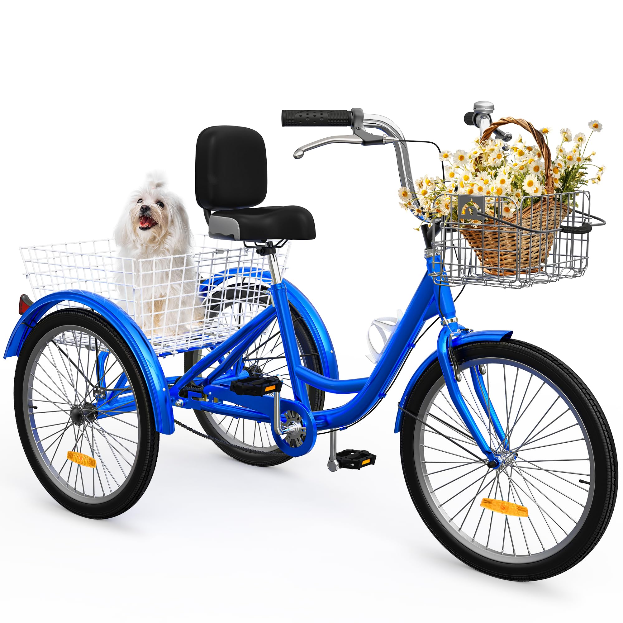 YITAHOME 24 & 26 Inch Adult Tricycle, 1 & 7 Speed 3 Wheel Bikes for Men & Women - Removable Baskets, Comfortable Cruiser Bike for Seniors - Perfect for Shopping, Commuting, Picnics & Outdoor Activities