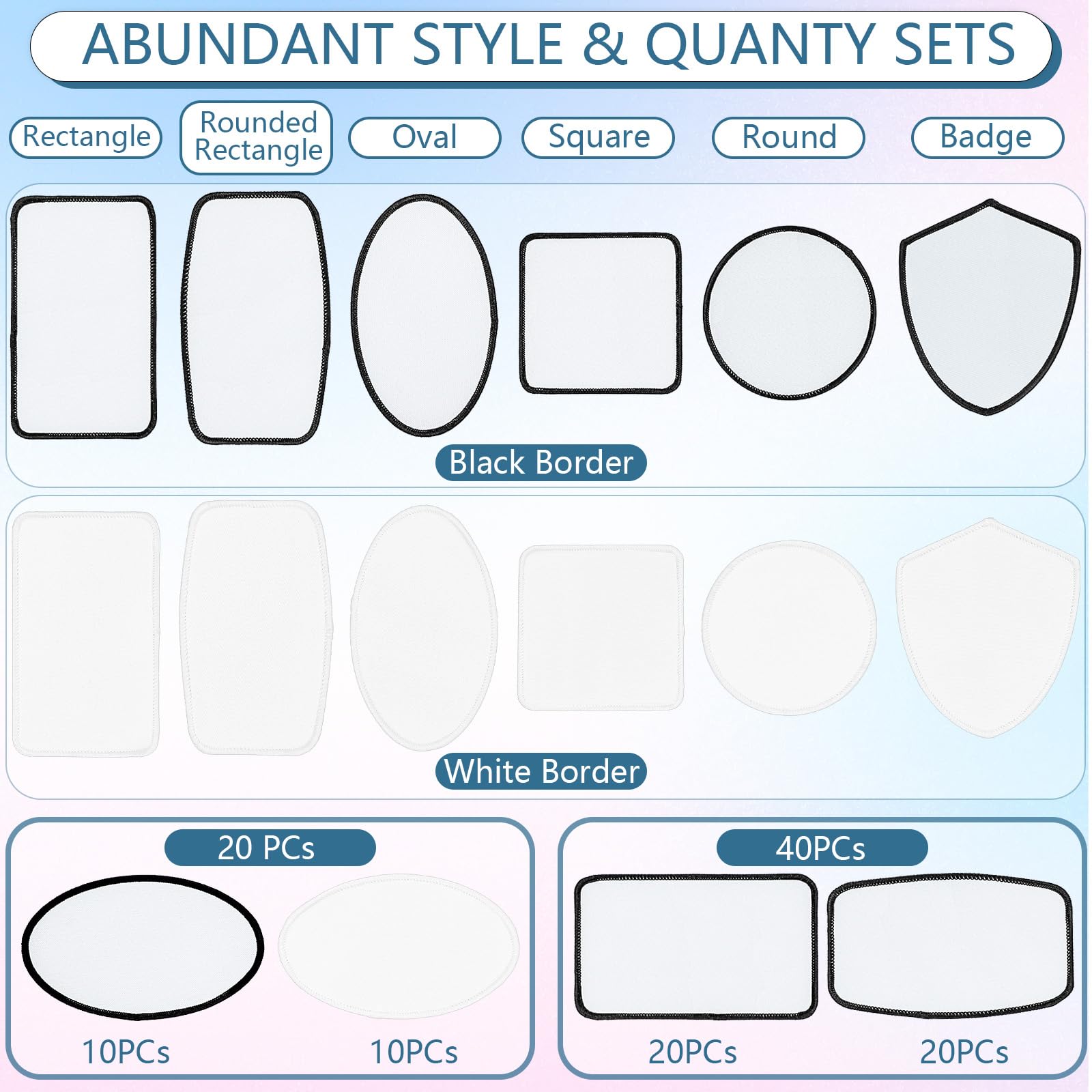 20 PCs Sublimation Patches - Large Iron-on DIY Blanks with Black & White Border - Premium Fabric Patches for Hats, Backpacks, T-Shirts & Crafts (Oval) - Perfect for Customizing Apparel, Accessories & Gifts