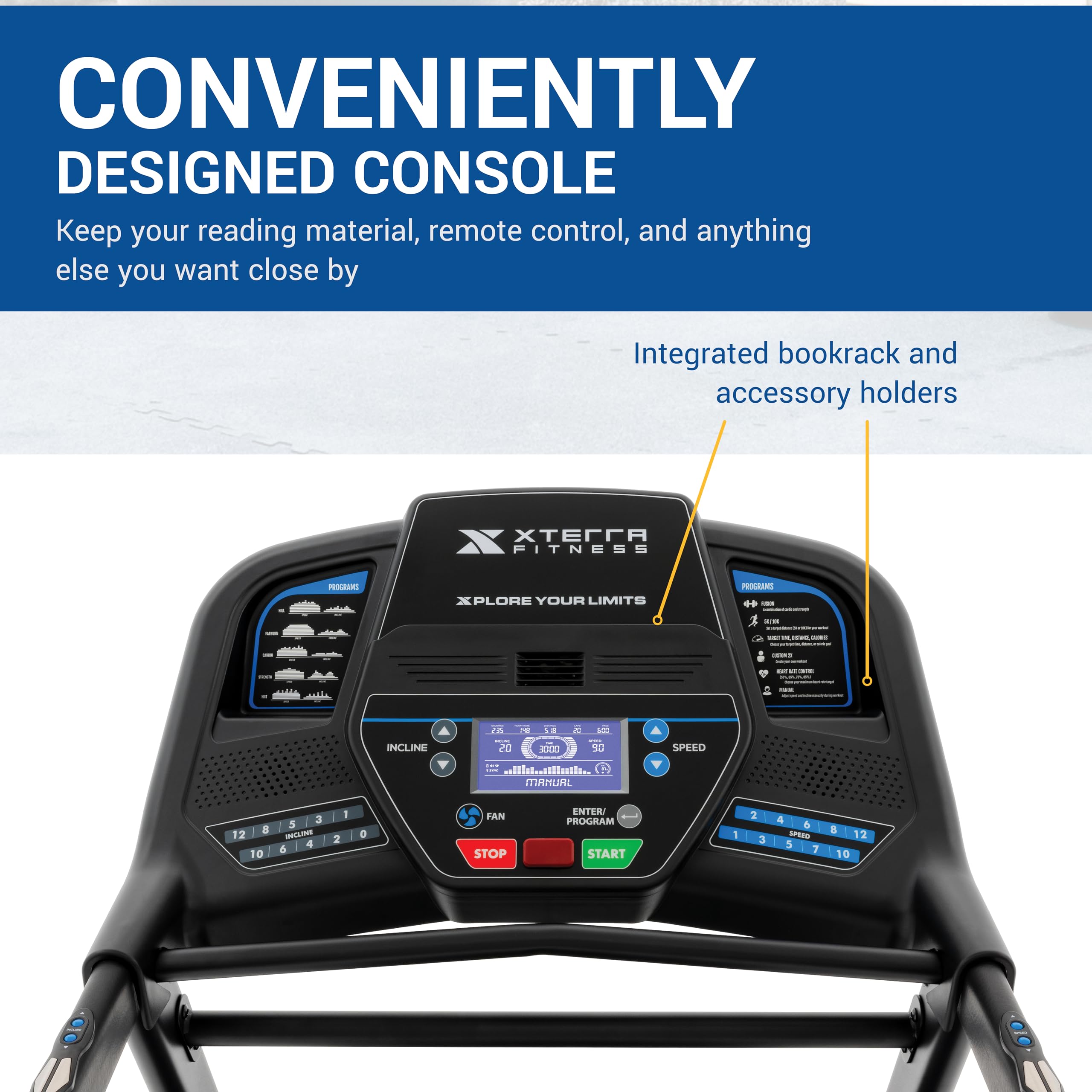 XTERRA Fitness Sport Series Premium Folding Smart Treadmill with Handlebar Speed & Incline Controls - Large XTRASoft Cushioned Running Deck - FTMS Bluetooth & XTERRA+ App Compatible - Perfect for Home Gym, Cardio Workouts & Indoor Running Training