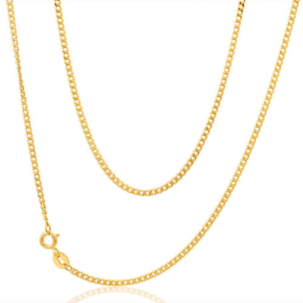 9ct Yellow Gold 50 Gauge Curb 40cm Chain - Elegant Jewelry for Men & Women, Perfect for Everyday Wear, Gifts & Special Occasions