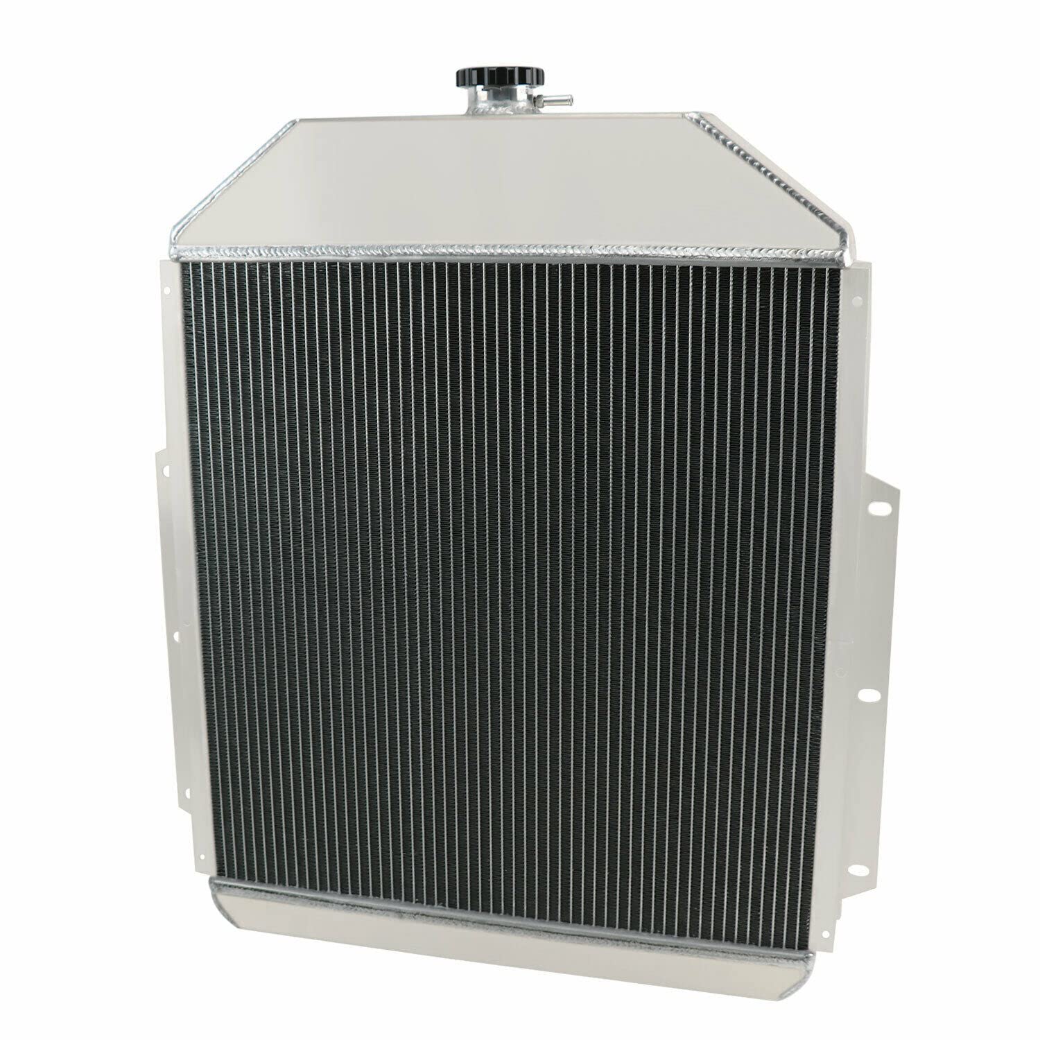 All Aluminum Radiator Cooler for Ford F1 F2 F3 Pickup Truck 1942-1952 & Chevy V8 Engine - 4 Row Radiator with Shroud Fan Relay Kits - Heavy Duty Cooling Solution for Classic Truck Restoration & Hot Rod Performance