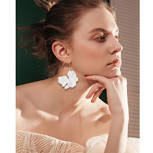 Boho Summer Rose Resin Petal Drop Earrings for Women - Floral Dangle Hoop Earrings with Acrylic Flower Design | Perfect for Beach Weddings, Festivals & Boho Fashion