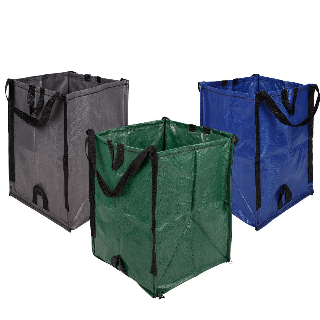 DURASACK Heavy Duty 48-Gallon Reusable Lawn & Leaf Bags - Self-Standing Yard Waste Bags with Reinforced Handles (3-Pack, Multicolor) - Perfect for Home, Garden & Outdoor Cleanup