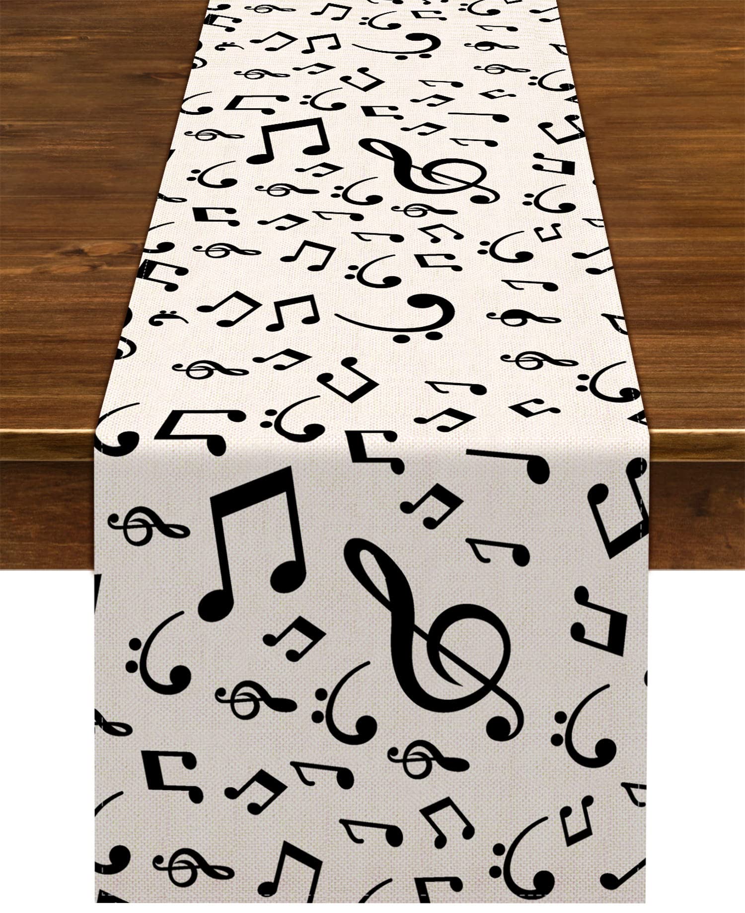 Elegant Linen Musical Notes Table Runner - Perfect for Music Events, Birthday Parties, Weddings & Farmhouse Decor - 13