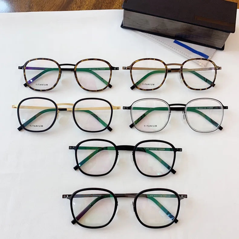 Aimee Unisex Full Rim Square Screwless Titanium Acetate Eyeglasses 9781 - Lightweight Durable Frame for Reading, Work & Everyday Use