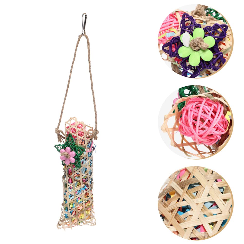 2pcs Natural Rattan Bird Chew Toys - Parrot Shredder & Hammock Plaything for Biting, Hanging & Foraging - Perfect for Christmas Gifts & Birdcage Enrichment | Ideal for Parrots, Cockatiels & Small Birds to Relieve Stress & Exercise Beaks
