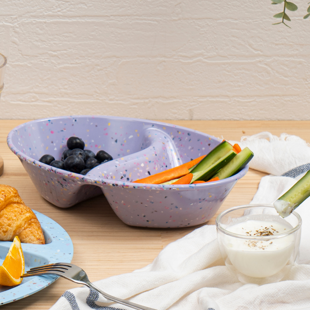 2PC Purple Confetti Divided Serving Dish - Perfect for Party Platters, Appetizers, and Dessert Displays at Events and Gatherings