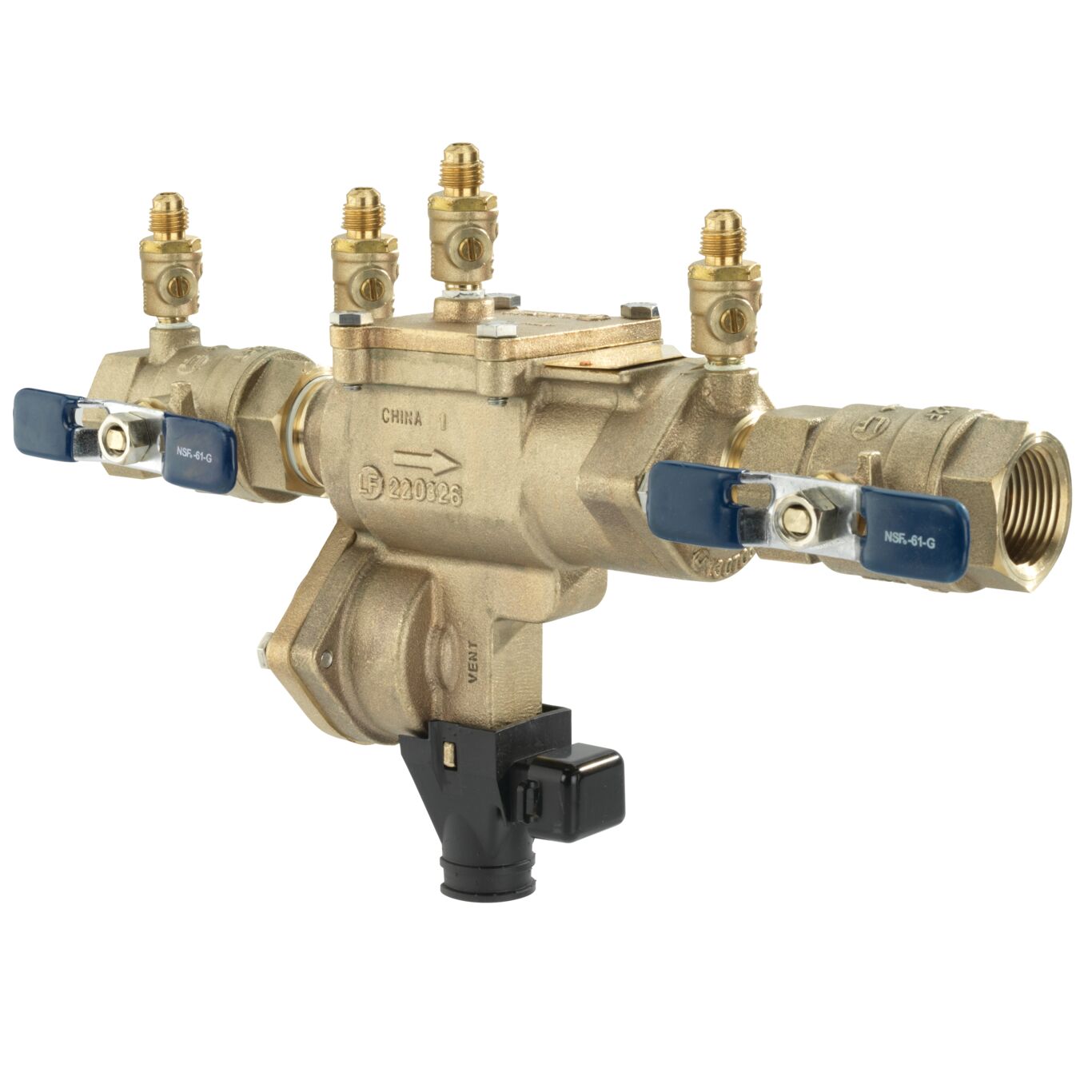Febco LF860 QT FS 1 1 IN Lead Free Reduced Pressure Zone Backflow Preventer Assembly - Quarter Turn Shutoff, Small Diameter, Backflow Flood Sensor - Ideal for Residential Plumbing, Irrigation Systems & Water Conservation