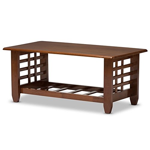 Baxton Studio Larissa Coffee Table - Rubberwood/Cherry Brown for Living Room