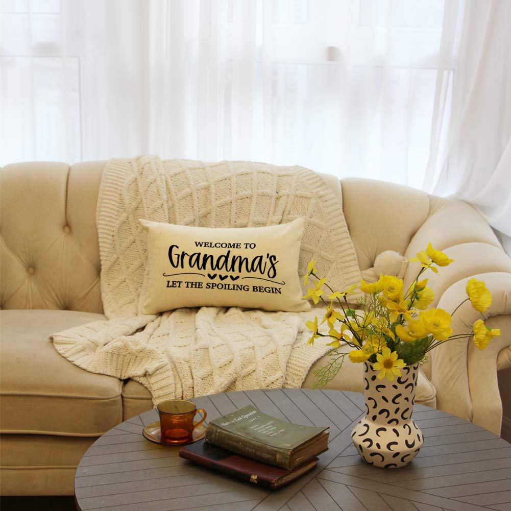 Farmhouse Lumbar Pillow Covers 12x20 Inch - Rustic Grandma Quote Throw Pillow Cases with Inspirational Sayings, Perfect for Mother's Day Gifts, Birthday Presents, and Home Decor (Couch, Bedroom, Porch)