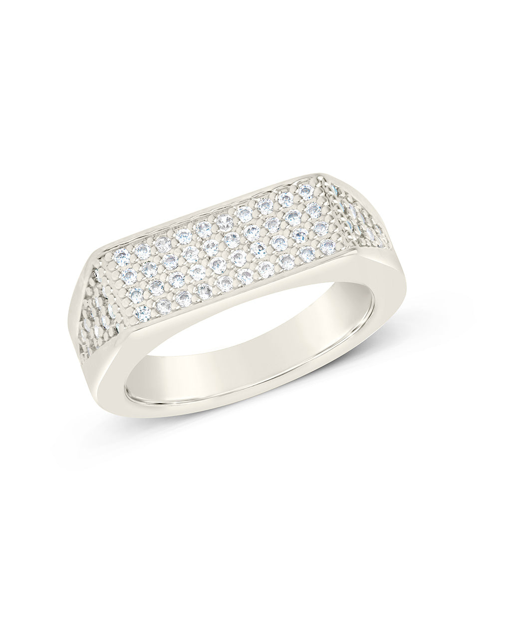 Noreen Sterling Silver CZ Signet Ring for Women - Elegant Cubic Zirconia Statement Jewelry for Everyday Wear & Special Occasions