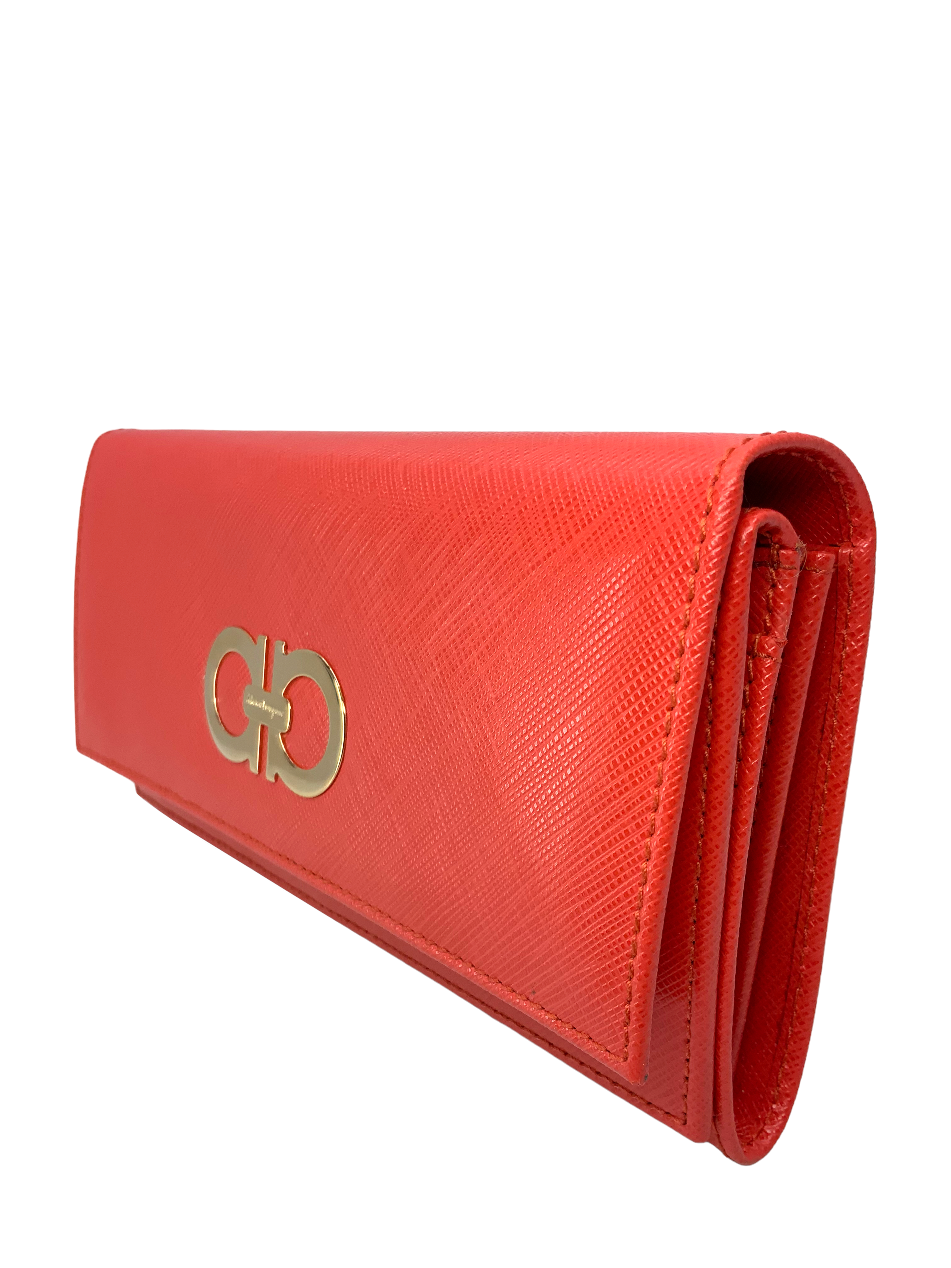 Salvatore Ferragamo Gancini Long Wallet for Men - Genuine Pebbled Calf Leather Bifold Wallet with RFID Protection - Perfect for Business, Travel & Everyday Use