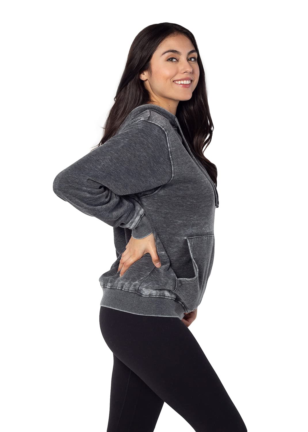Chicka-d Women's Standard Burnout Everybody Hoodie - Soft Charcoal Pullover Sweatshirt for Casual Wear, Lounge & Street Style | Size X-Large