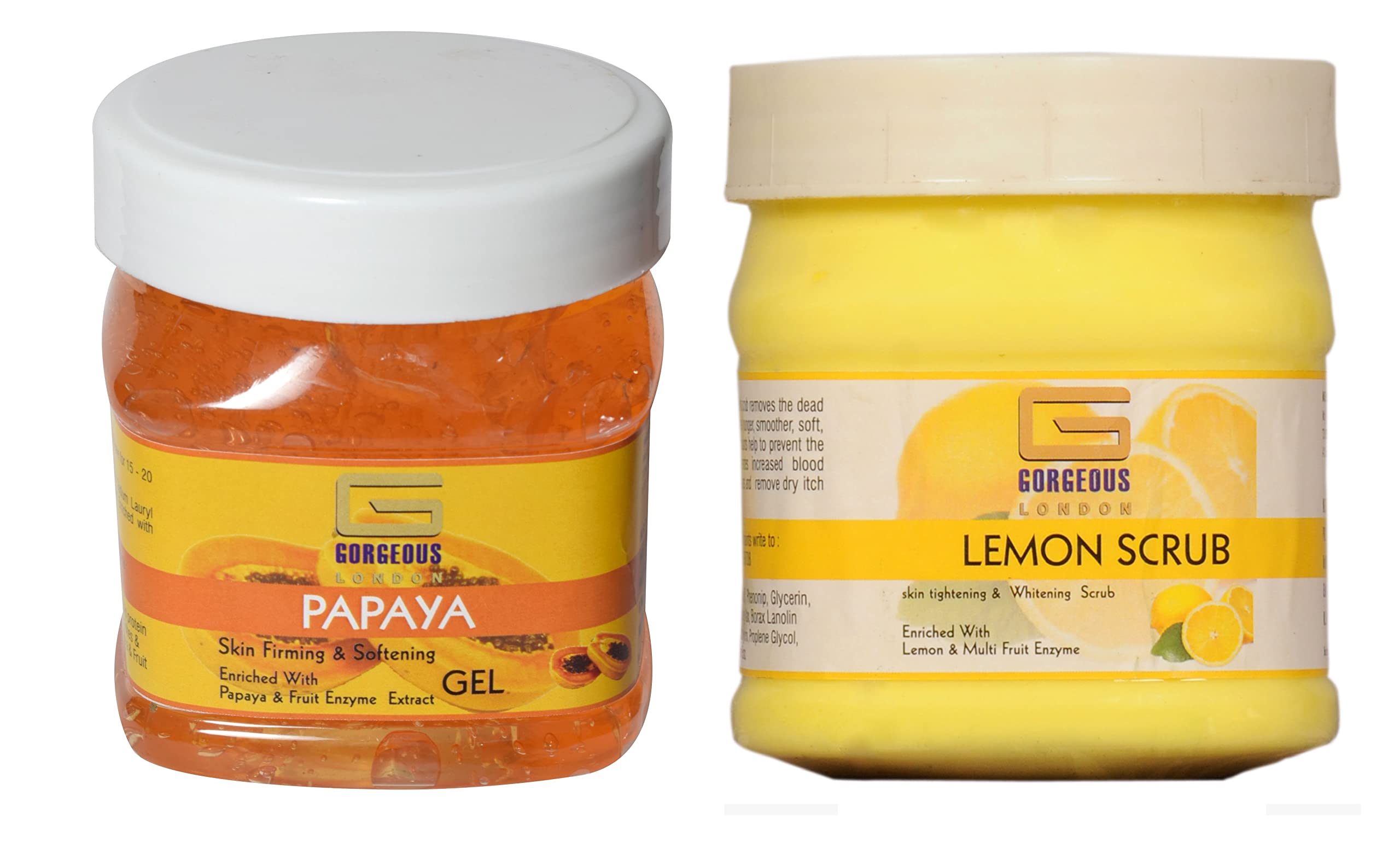 Exfoliating Papaya & Lemon Face Scrub Duo - 2 Pack (450ml Each) for Glowing Skin | Gentle Cleansing & Brightening | Perfect for Daily Skincare Routine & Spa Days