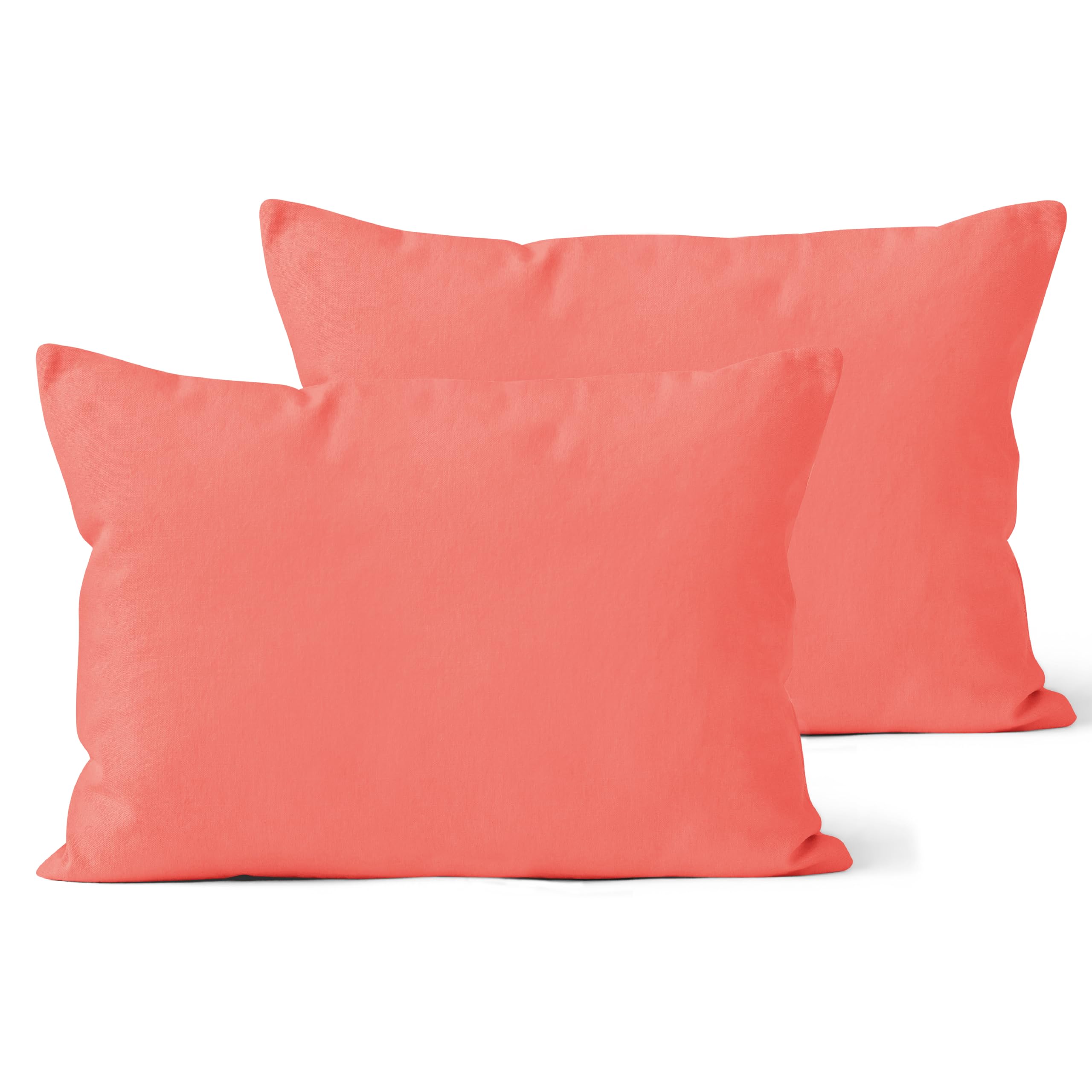 Encasa XO Decorative Throw Pillow Covers Set of 2 (12x20 Inches) - Soft Coral Cotton Cushion Covers for Living Room, Bed, Sofa | No Inserts Included | Premium Zipper Closure | Perfect for Home Decor, Accent Pillows & Cozy Interior Styling