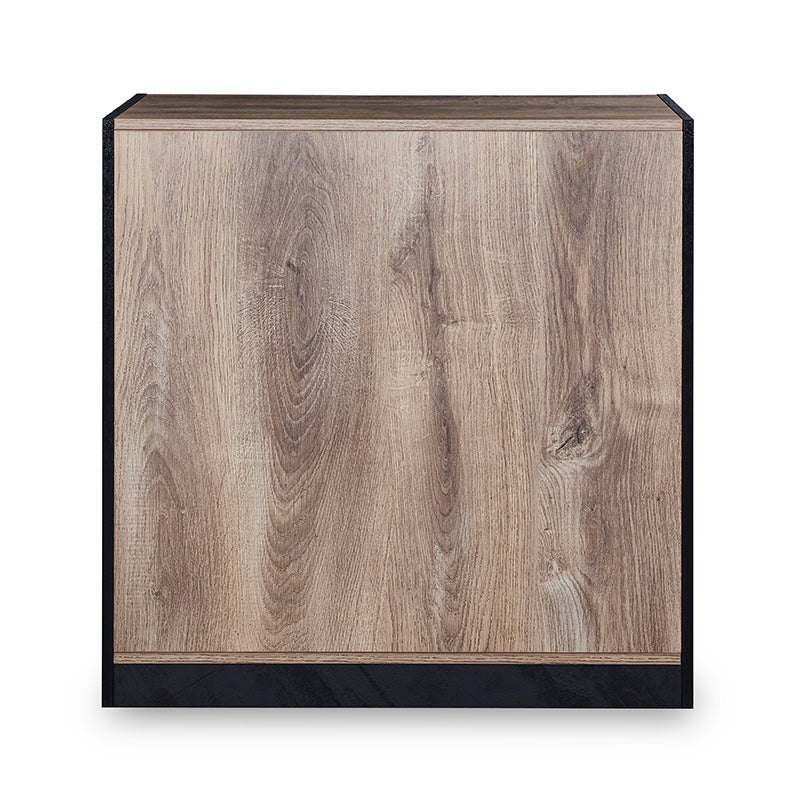 ARTO 80cm Warm Oak & Black Credenza Cabinet - Modern TV Stand, Storage Console for Living Room, Bedroom, or Office