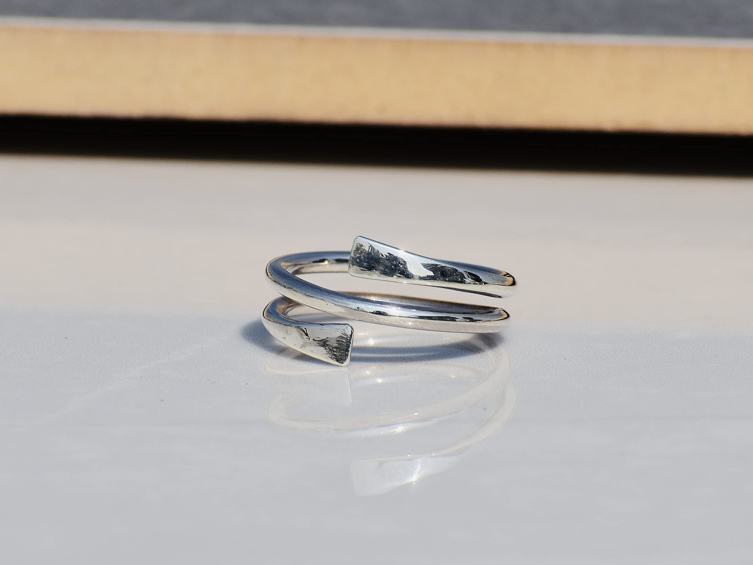 Hammered Spiral Adjustable 925 Sterling Silver Minimalist Stacking Wrap Ring - Simple Wire Jewelry Gift for Women - Perfect for Everyday Wear, Layering & Special Occasions