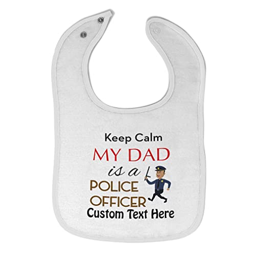 Custom Personalized Baby Bibs & Burp Cloths - Police Officer Dad Design for Toddlers (Girl & Boy) - 100% Cotton Father's Day Gift - Perfect for Feeding, Messy Playtime & Special Occasions