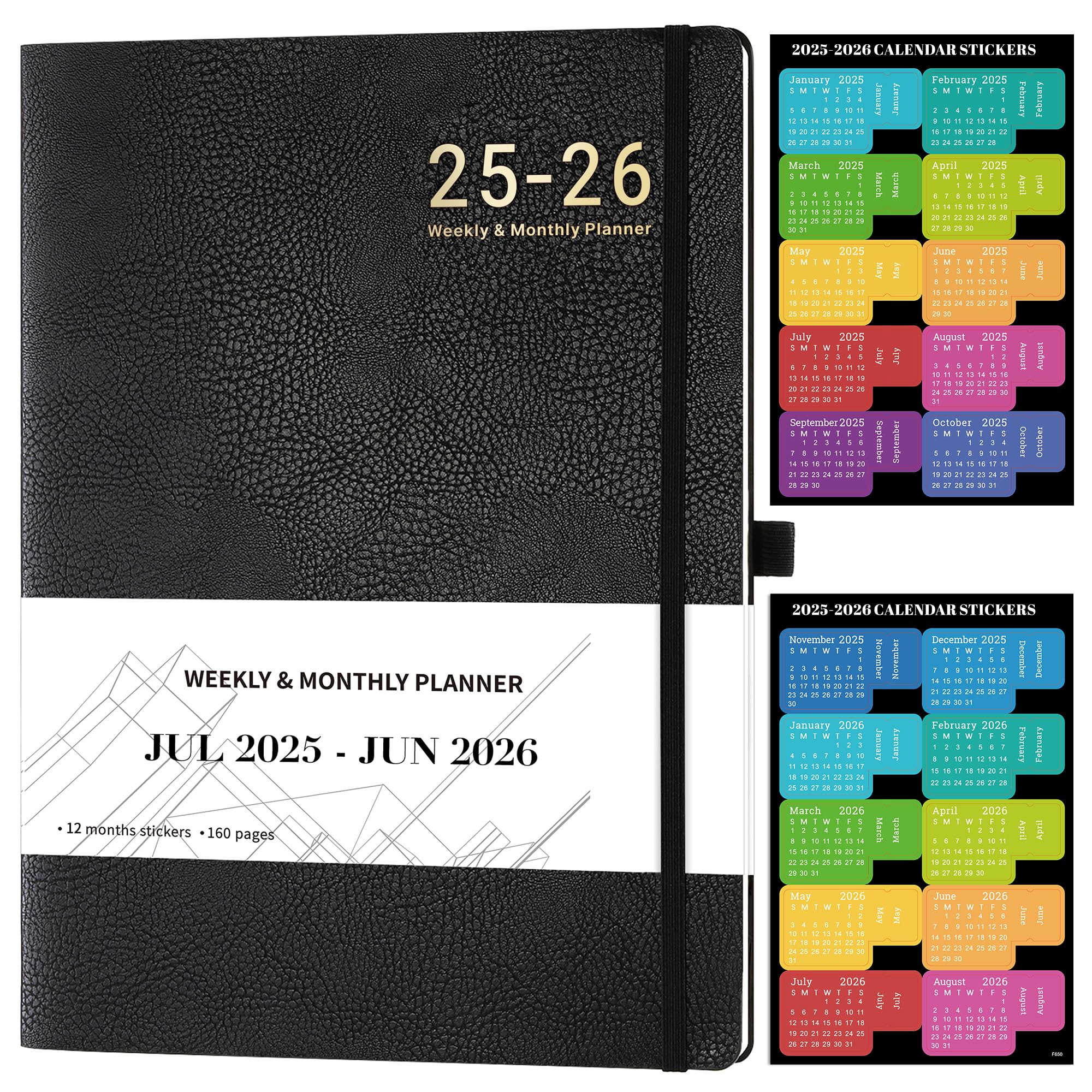 2025-2026 Academic Planner - July 2025 to June 2026 Weekly & Monthly Organizer with Leather Cover, Thick Paper & Back Pocket | 8.5