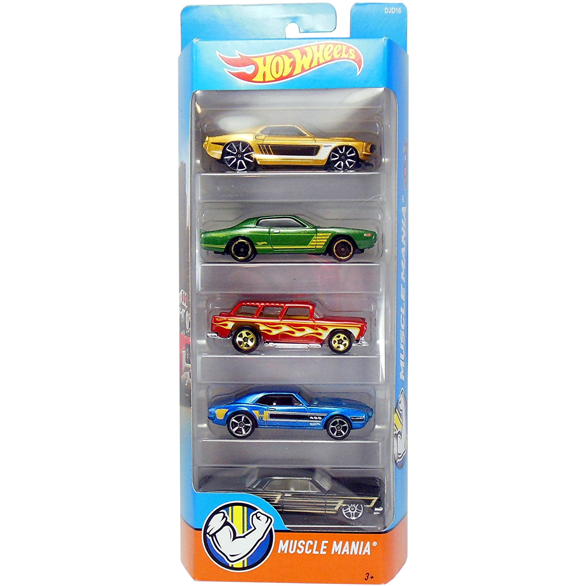 Hot Wheels 2016 Muscle Mania 5-Pack Die-Cast Car Set - Collectible Toy Cars for Kids & Adults - Perfect for Play, Display & Racing Games