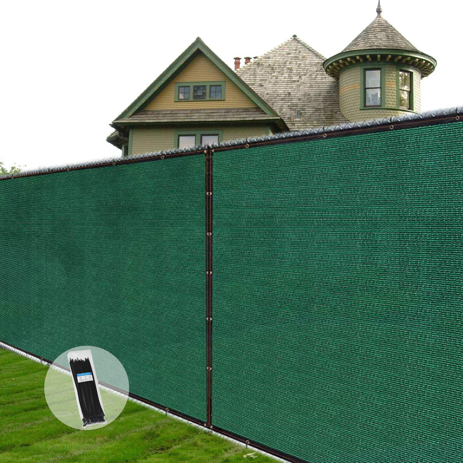 AITREASURE 6.5ft x 16.5ft Green Privacy Fence Screen Mesh - Heavy Duty Windbreak Shade Netting with 90% UV Protection & 100 Cable Ties - Perfect for Backyard, Patio, Garden, and Pool Privacy Fencing