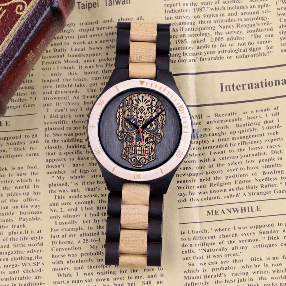 Handmade Wooden Watch for Men - Bamboo Engraved Analog Quartz - Perfect for Outdoor & Casual Wear