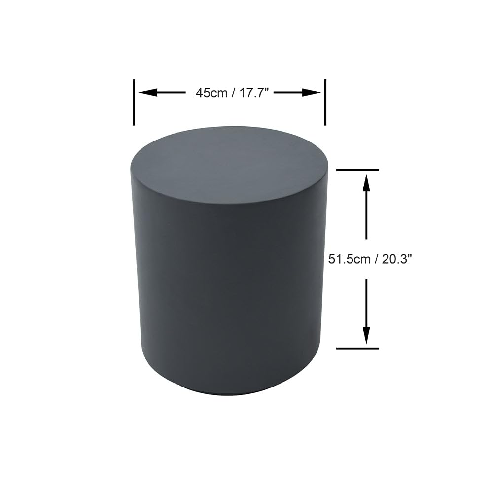 Elementi Rome Outdoor Side Table - 17.7 Inch Round Concrete Accent Table for Patio, Garden, Living Room & Bedroom | Weather-Resistant Slate Black End Table, Coffee Table or Nightstand
