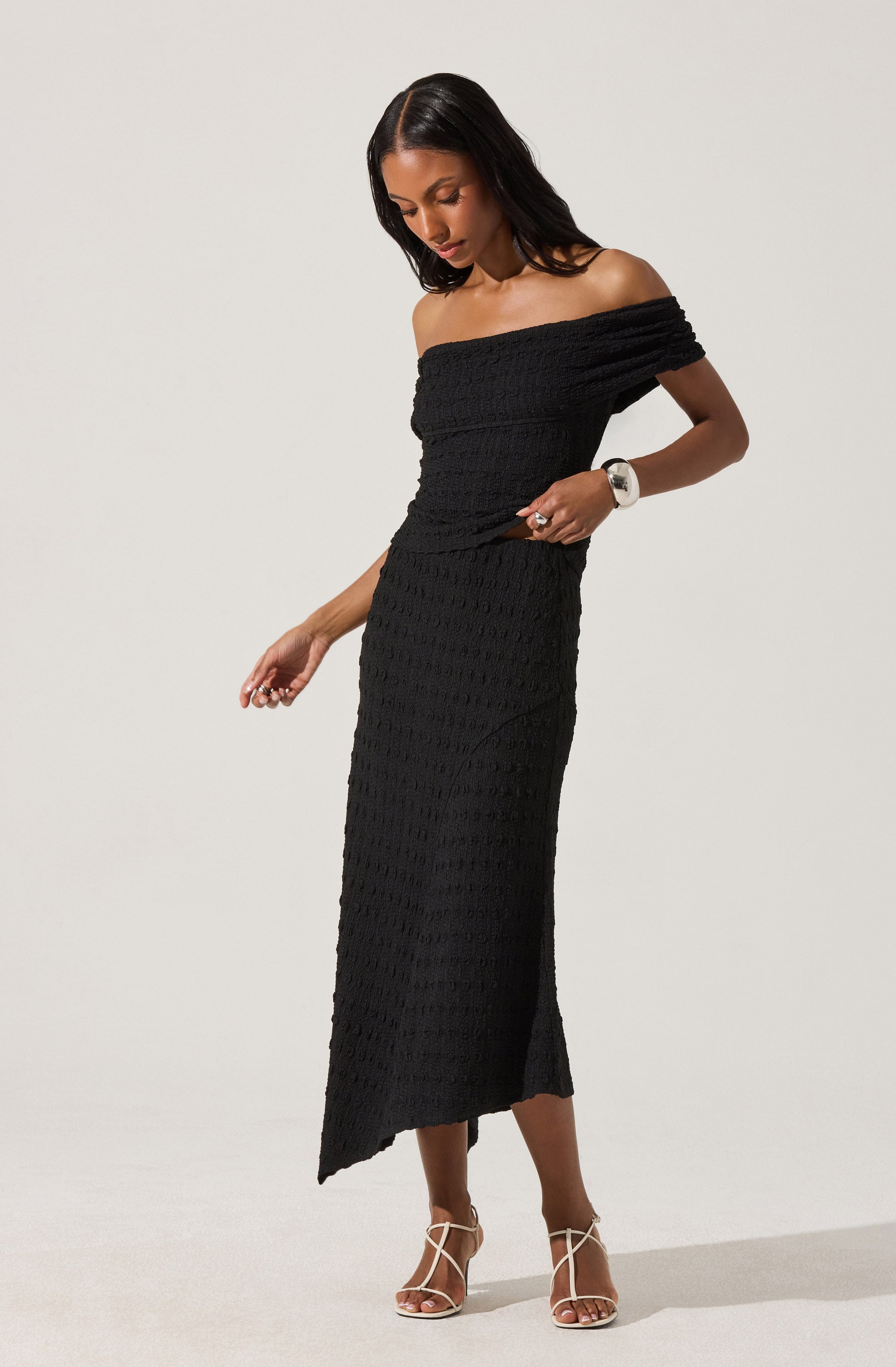 Textured Asymmetric Knit Skirt for Women - Stylish & Comfortable A-Line Midi Skirt for Casual Outfits & Office Wear | Perfect for Fall & Winter Fashion