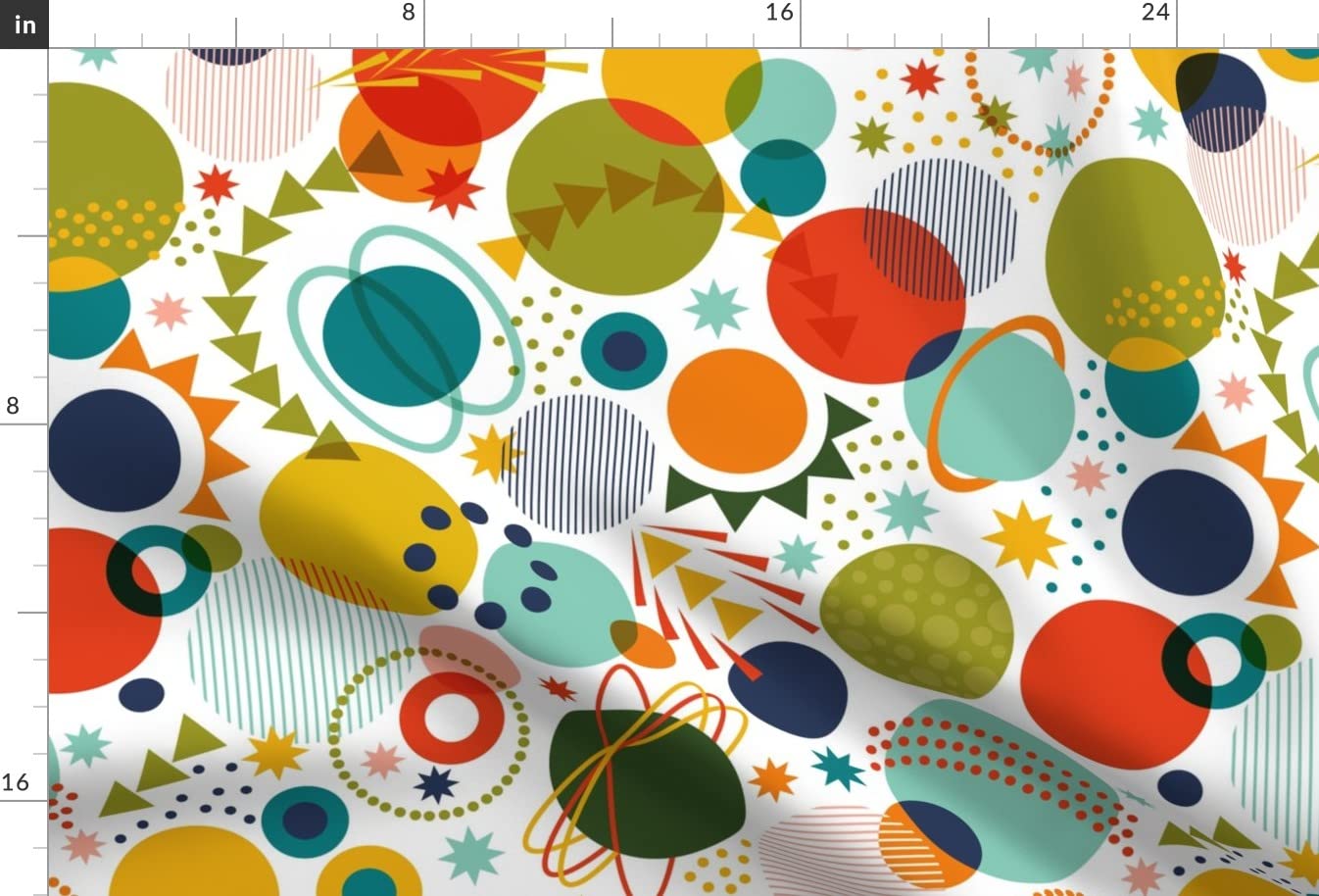Adventure Space Fabric - Bright Planets, Colored Stars & Spaceships Printed Chiffon - Fat Quarter for Sewing, Fashion Apparel, Dresses & Home Decor | Perfect for DIY Projects, Quilting & Nursery Decor
