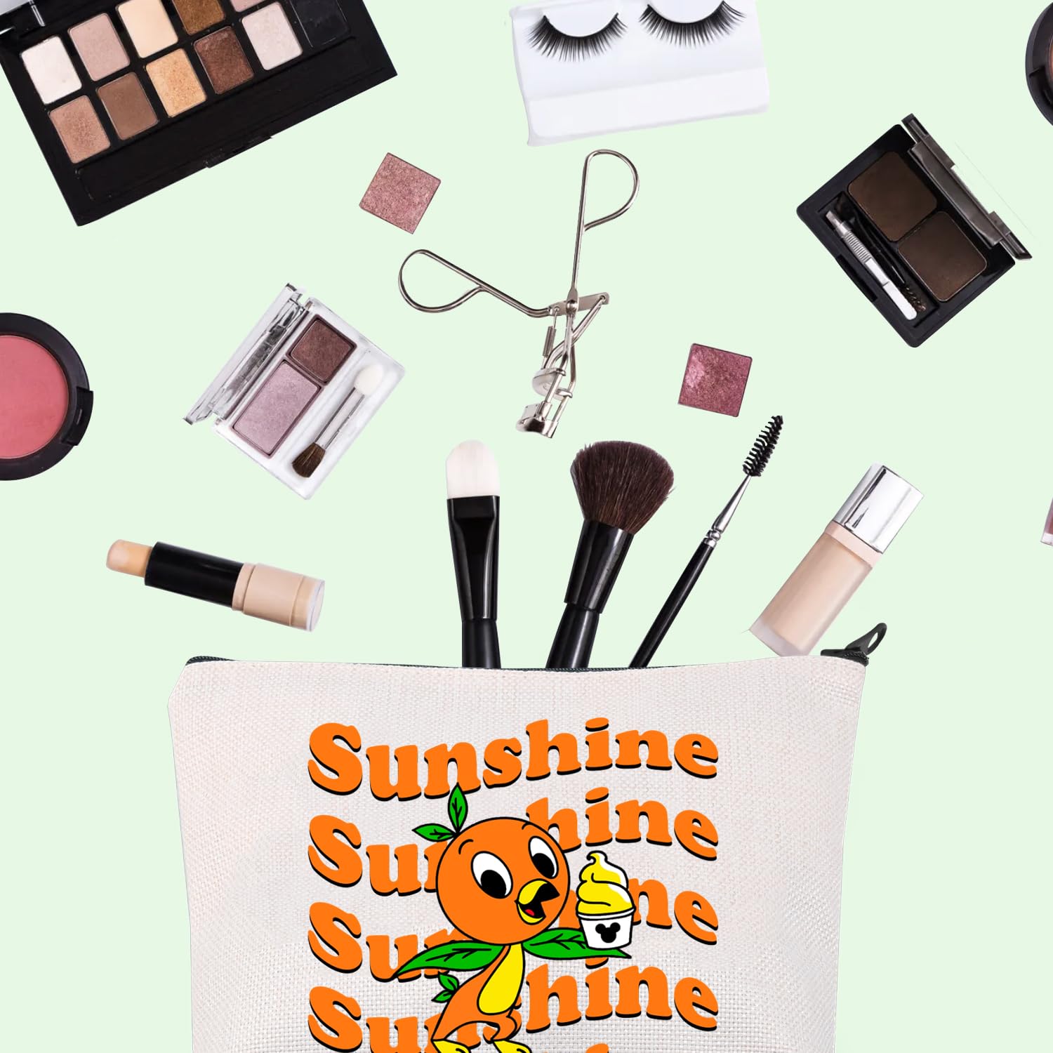 FOTAP Orange Bird Makeup Bag - Cute Cartoon Character Cosmetic Pouch for Disney Lovers - Waterproof Zippered Travel Toiletry Bag (Sunshine Yellow) - Perfect for Disney Parks, Travel & Daily Makeup Storage