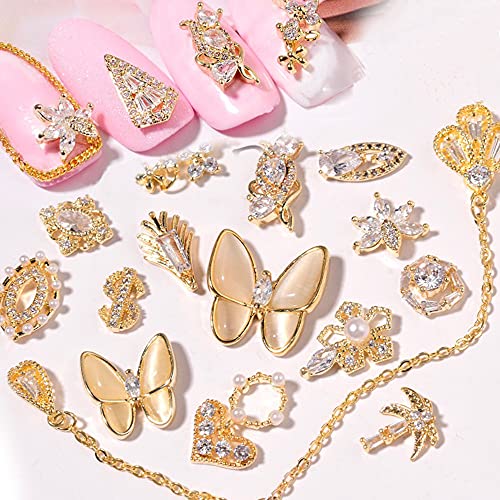 Bnchoe 23pcs 3D Nail Art Butterfly Rhinestones & Glitter Diamonds - Handmade Nail Charms for Nail Jewelry Decorations - Perfect for DIY Nail Designs, Manicures & Nail Art Accessories - Great for Parties, Weddings & Special Occasions