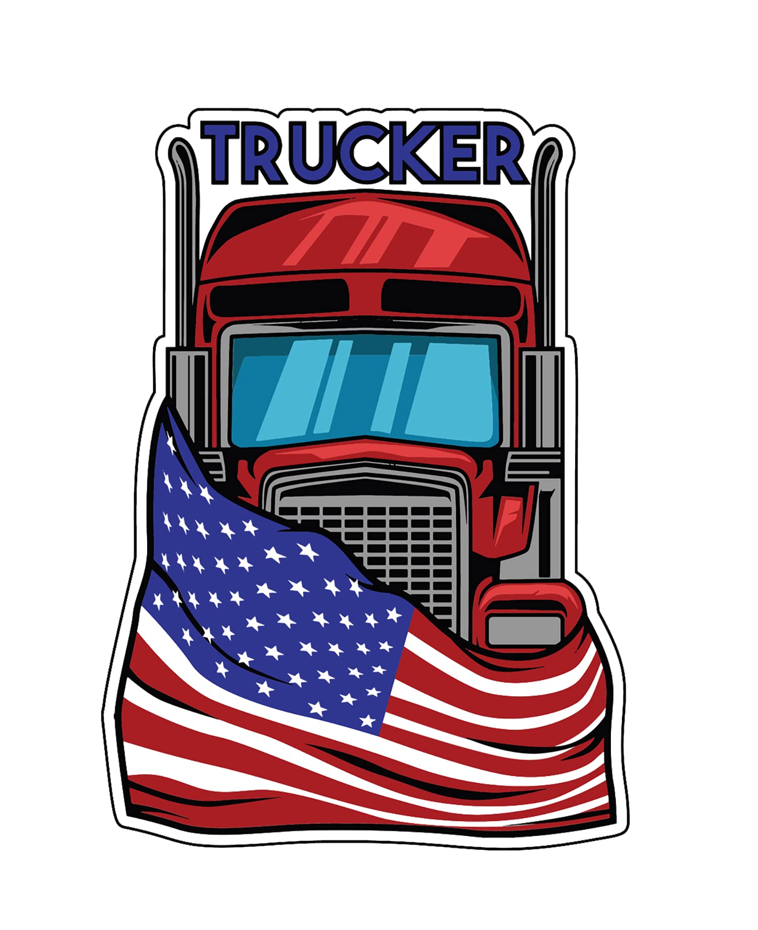 WickedGoodz American Flag Trucker Vinyl Decal - Patriotic Bumper Sticker for Laptops, Tumblers, Windows, Cars, Trucks, Walls - Perfect for Home, Office, and Outdoor Decor