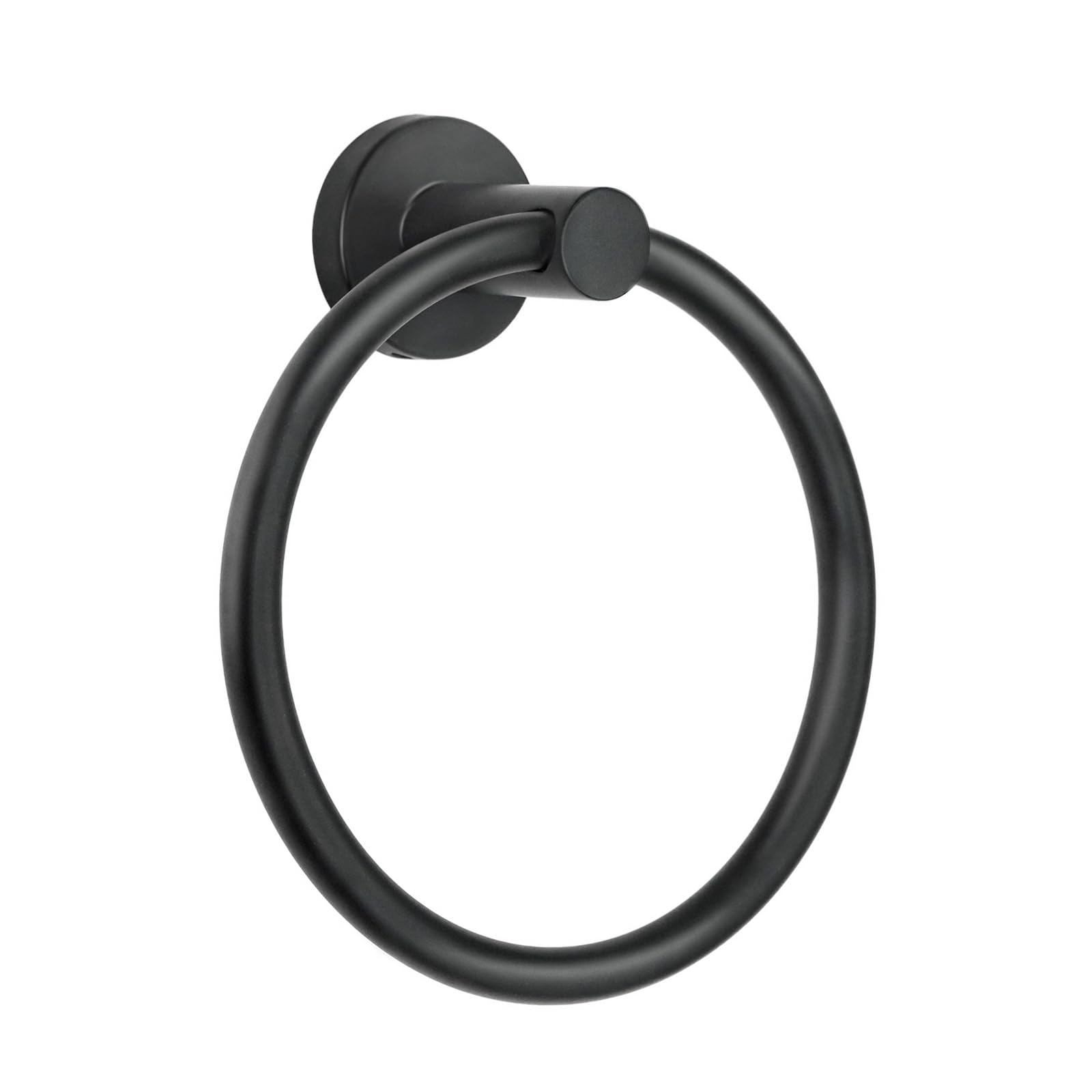 Stainless Steel Wall Mounted Towel Ring Holder - 304 SUS Black Bathroom Towel Hanger for Hand & Face Towels | Durable Round Towel Rack for Bathroom, Kitchen & Laundry Room Organization