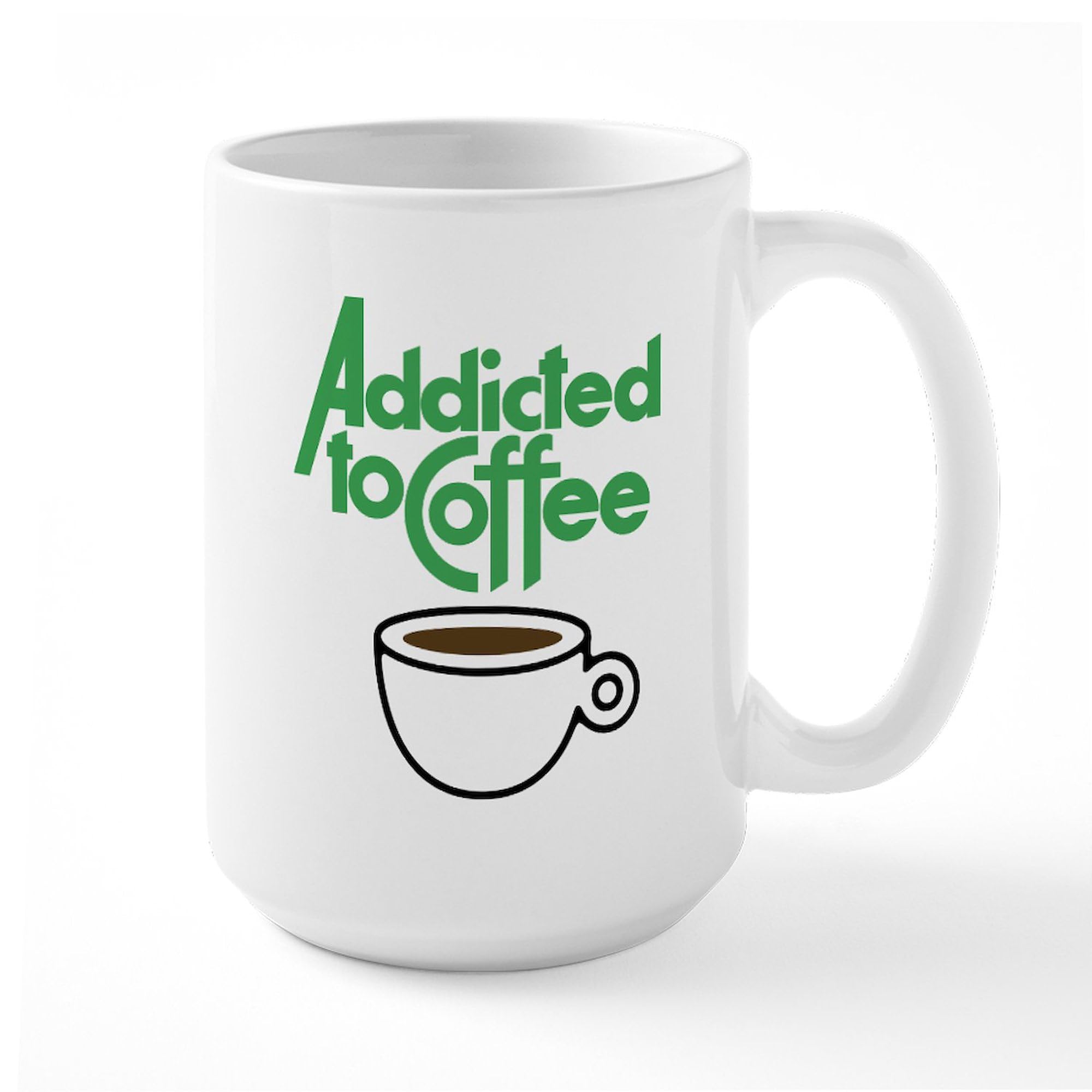 Addicted To Coffee 15 oz (444 ml) Ceramic Coffee Mug - Perfect for Home, Office & Gifts - Funny Coffee Lover Gift Idea