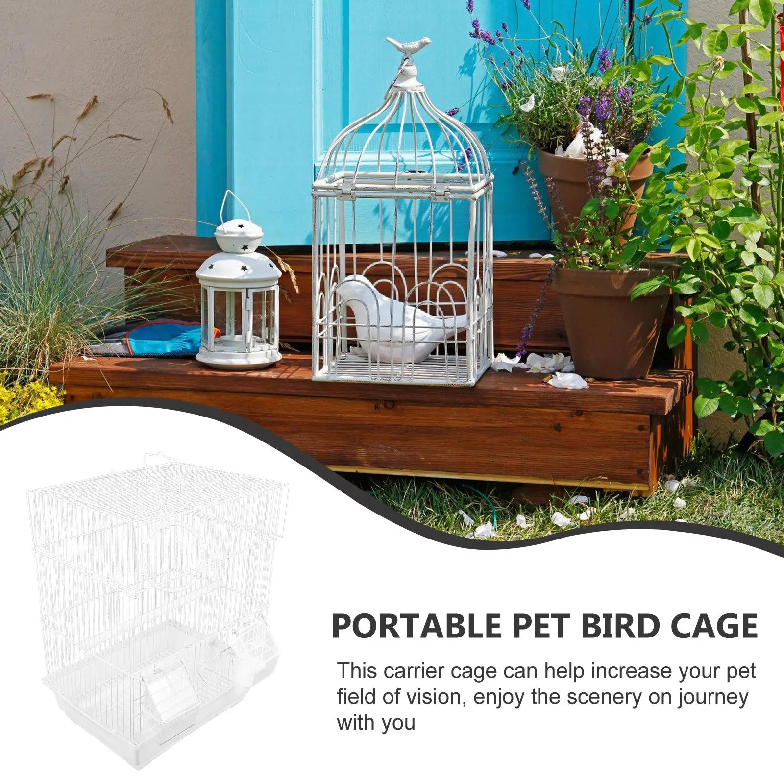 Portable Metal Bird Cage Set for Parrots & Cockatiels - Travel Carrier with Food & Water Feeder | Perfect for Vet Visits, Outdoor Adventures & Home Use
