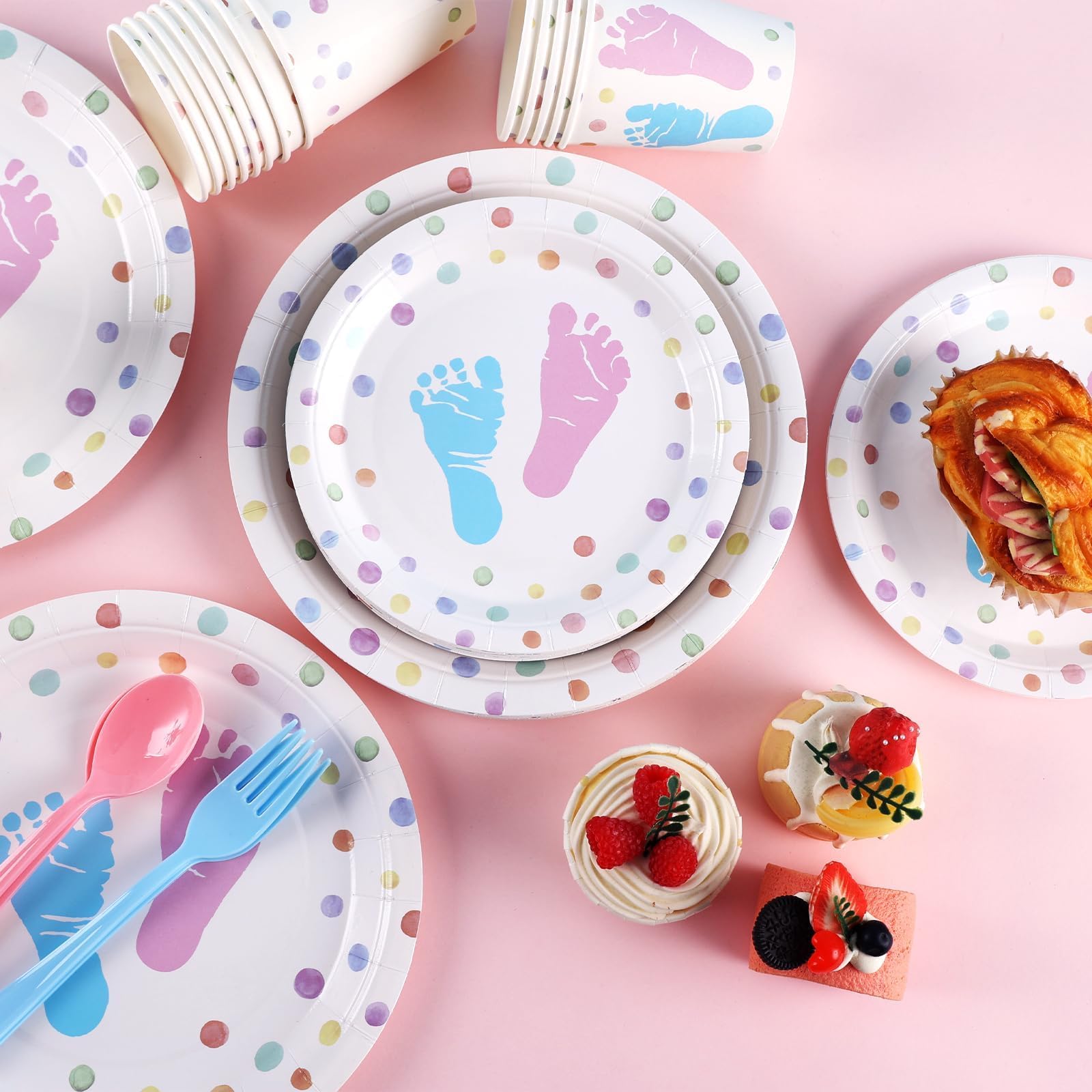 175-Piece Gender Reveal Party Supplies Set - 25 Disposable Plates & Napkins for Baby Shower (Pink & Blue) - Perfect for Gender Announcement Parties, Baby Showers & Celebrations