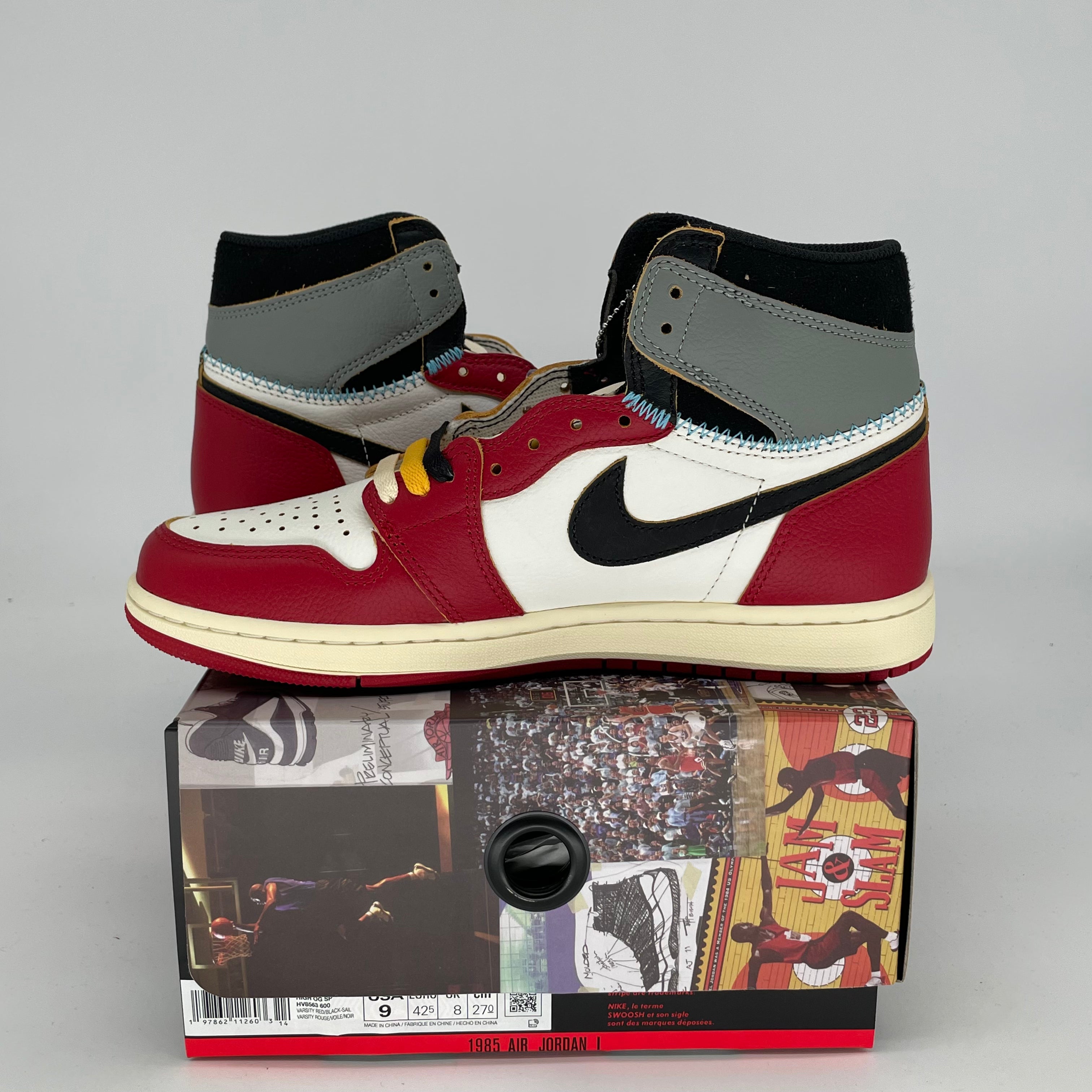 Authentic Air Jordan 1 Union LA Chicago Shadow Sneakers - Men's Size 9 & Women's Size 10.5 (HV8563-600) - Perfect for Streetwear & Basketball Fashion