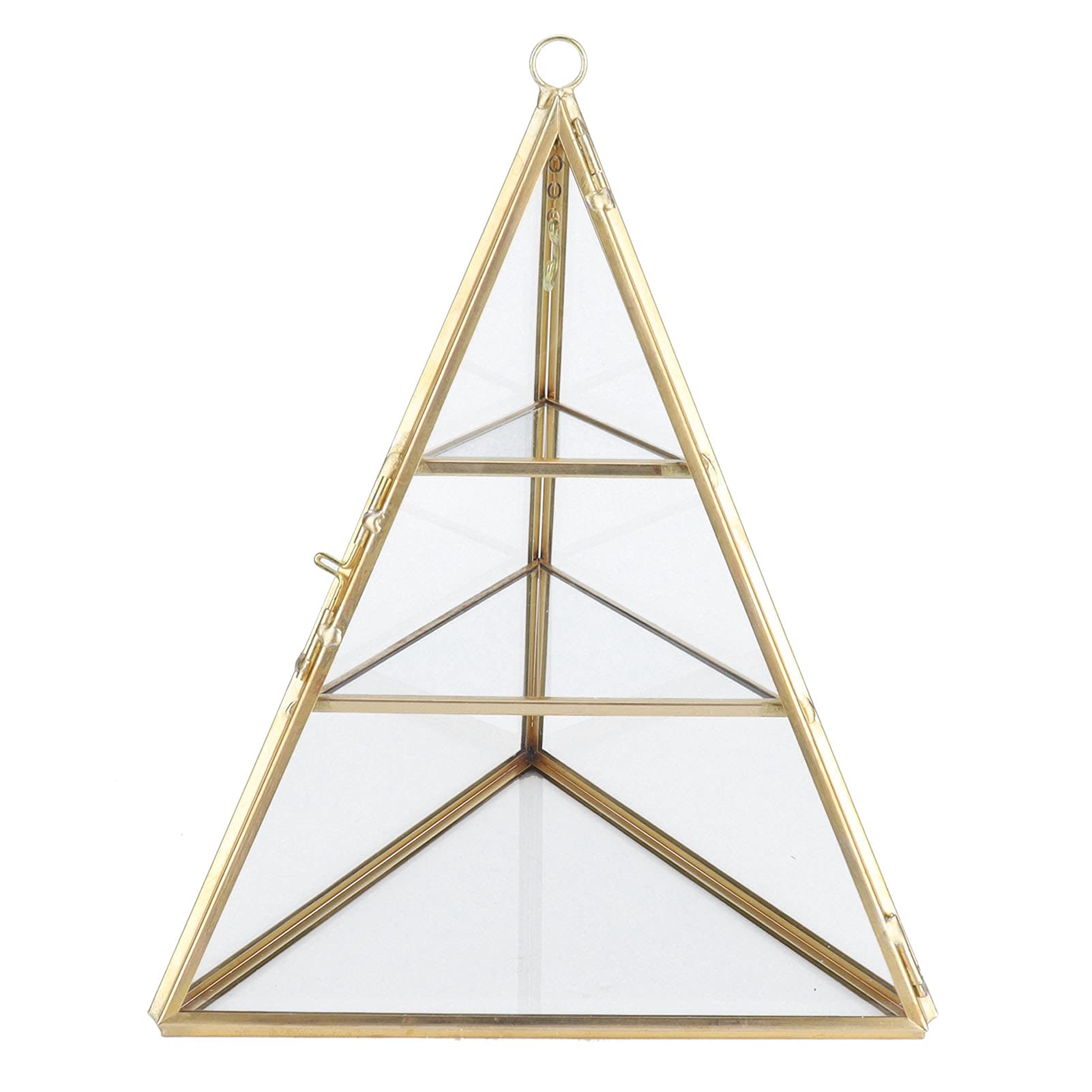 3-Tier Glass Pyramid Jewelry Stand Holder - Geometric Necklace Display Case & Earring Organizer for Bracelets, Rings & Trinkets - Perfect for Bedroom Vanity, Boutique Store Display & Travel Jewelry Storage