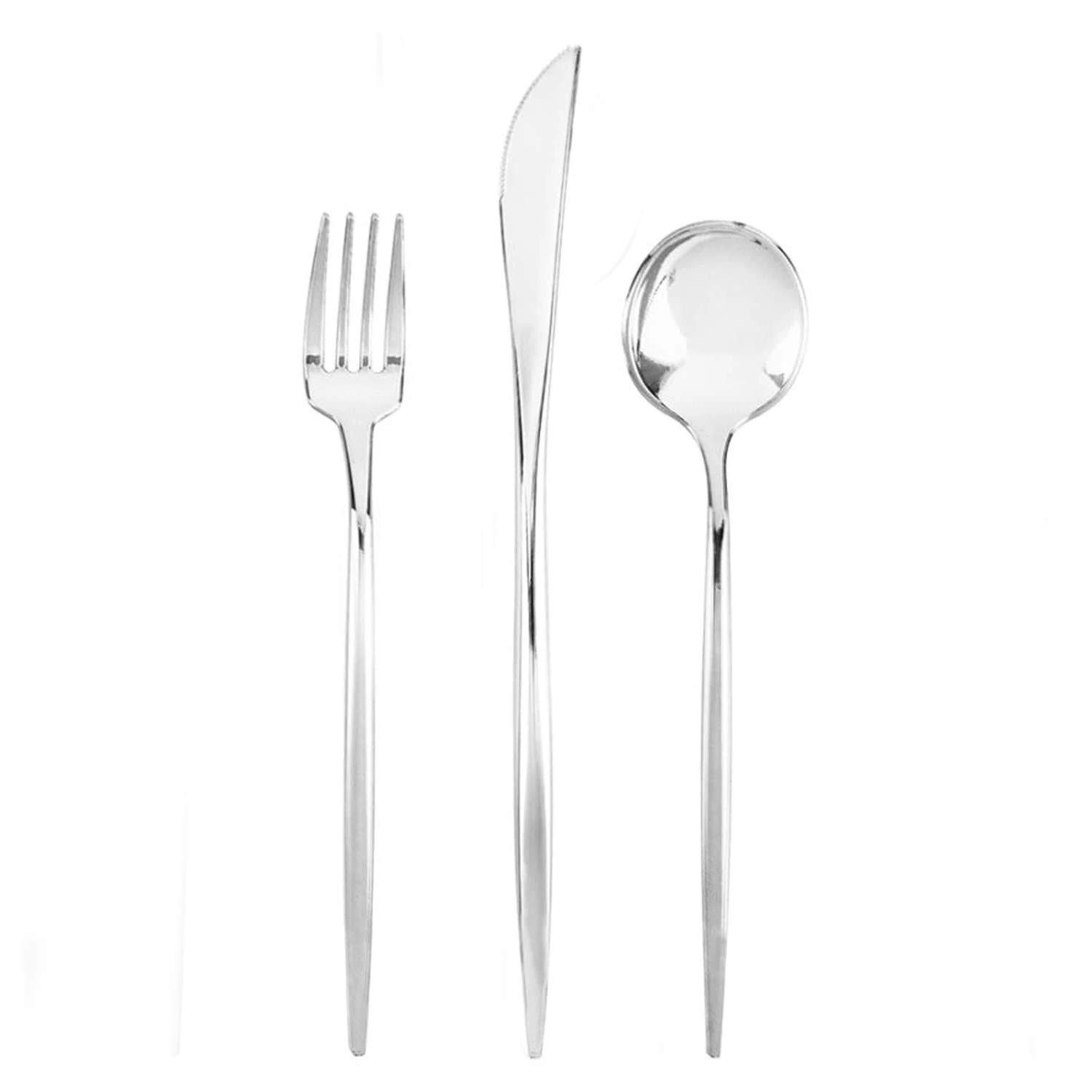 Premium 96-Piece Silver-Plated Flatware Set - Elegant Dinner Forks, Soup Spoons & Knives for Formal Dining, Wedding Gifts & Special Occasions