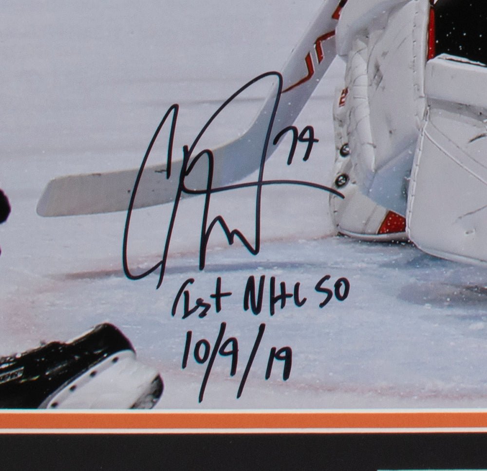 Carter Hart Autographed Philadelphia Flyers 16x20 Framed Photo - 1st NHL Shutout 10/9/19 - Fanatics Certified - Perfect for Hockey Memorabilia Collection & Man Cave Decor