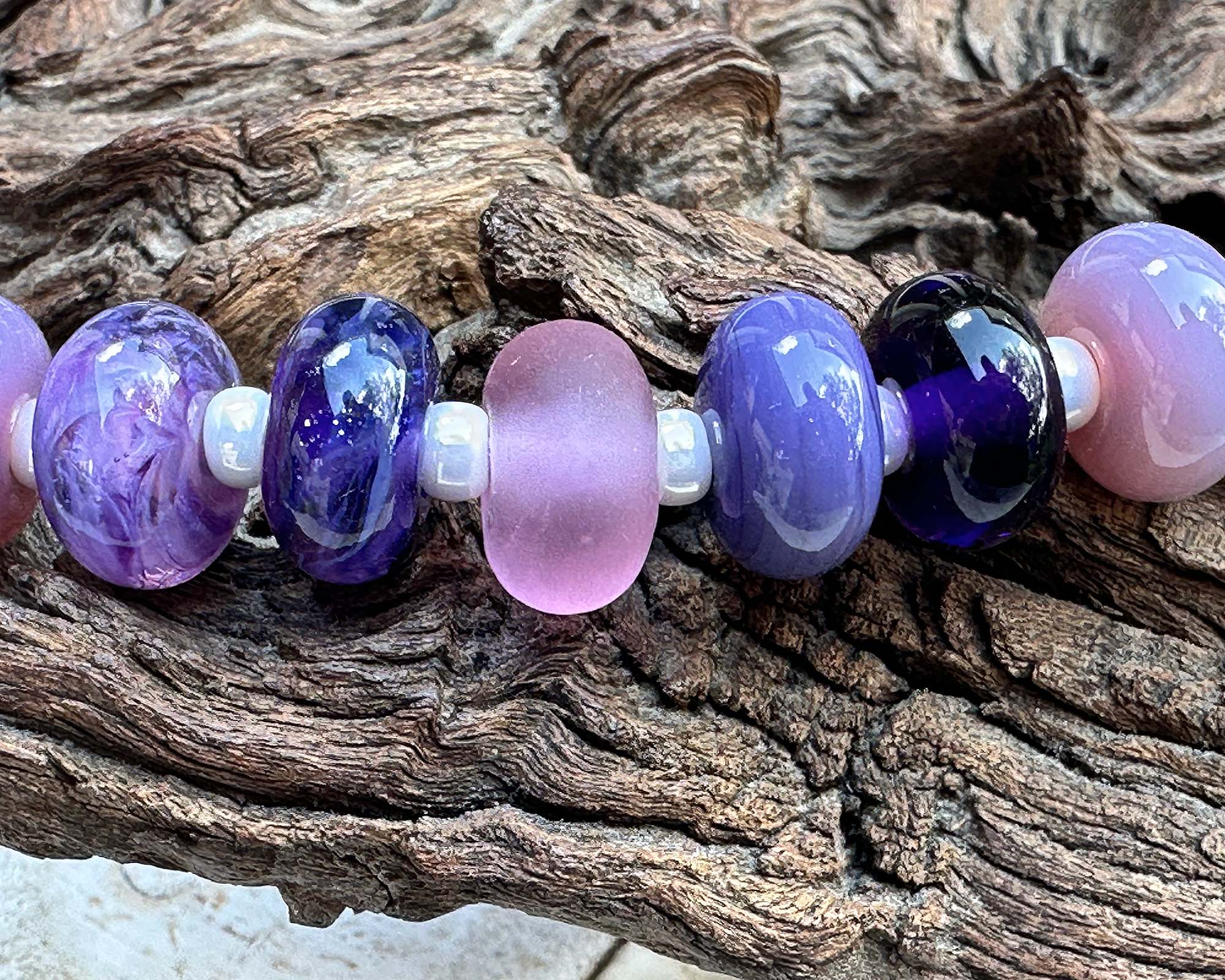 18-Piece Majestic Purple Lampwork Glass Beads Set for Jewelry Making - DIY Necklace, Bracelet, Earrings Crafting Supplies - Perfect for Beaders & Artisans