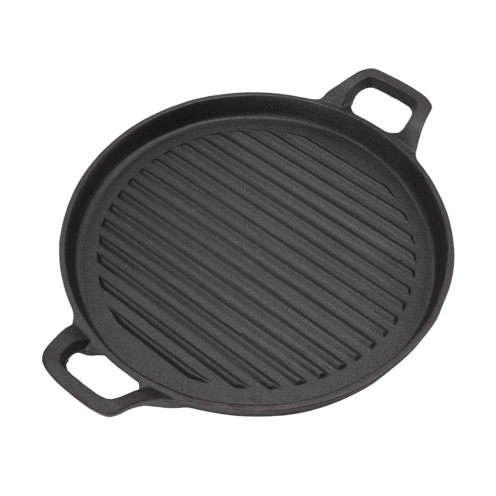 Premium Tgoon Cast Iron Grill Pan - 11 Inch Round Ribbed Skillet with Dual Handles for Even Heat Distribution - Perfect for Campfire Cooking, Outdoor Grilling & Stovetop Use