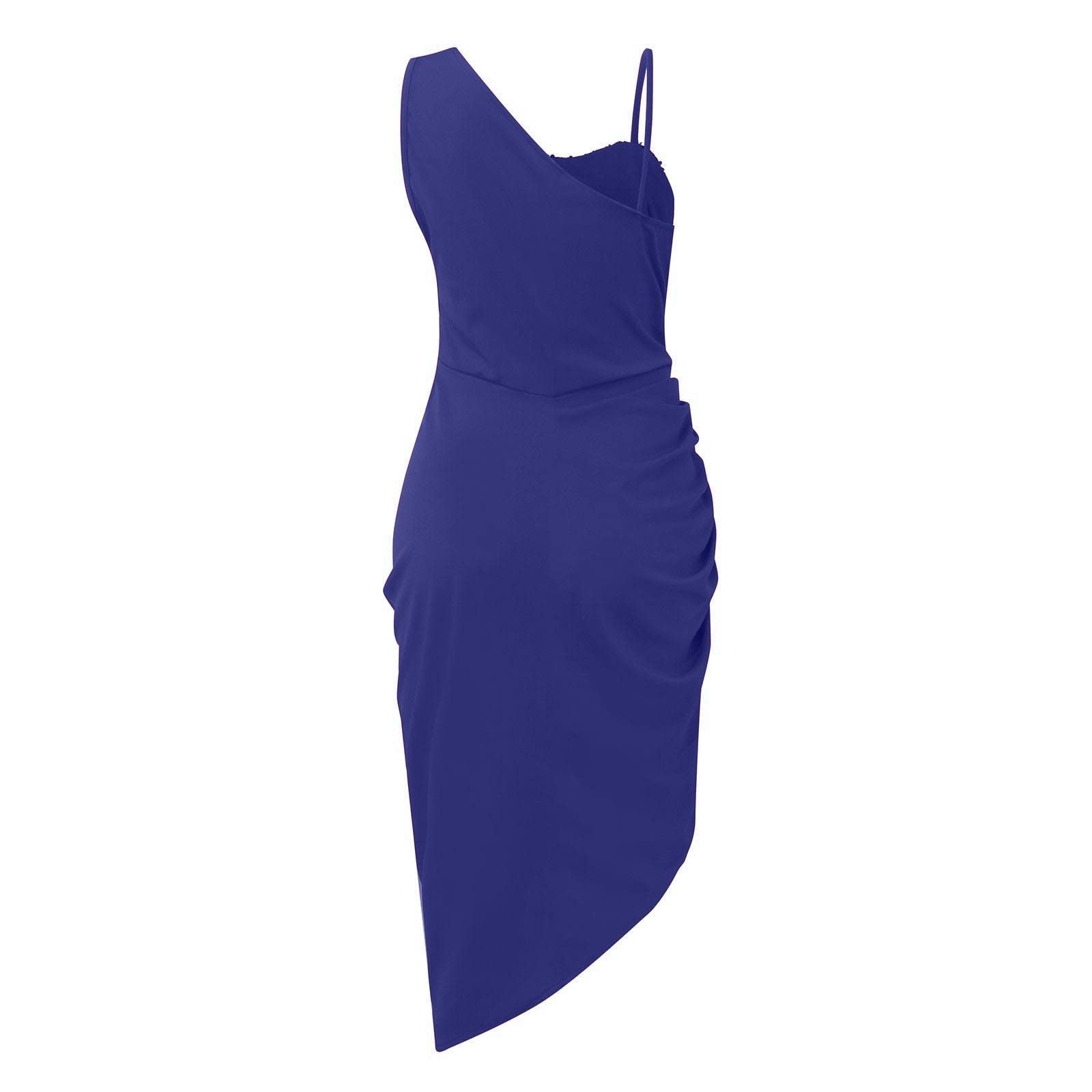 KUIOLYPOER Women's Sexy Sequin One Shoulder Cocktail Dress - Elegant Smocked Solid Color Maxi Dress with High Slit for Summer Weddings, Parties & Special Occasions